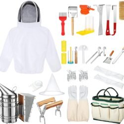 30 Pcs Beekeeping Supplies Beehive Equipment Beekeeping Starter Kit Bee Keeper Supplies All with Jacket Beehive Kit Bee Smoker Uncapping Tool for Beginners Professional Beekeepers(Large)