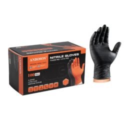 10mil Nitrile-Gloves Disposable-Black Chemical-Resistant Rubber - Mechanic Gloves Heavy Duty, Latex Free, Diamond Grip