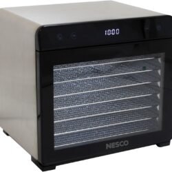 NESCO 8-Tray Stainless Steel Food Dehydrator – Digital Timer, Temp Control, Inner Light, Drip Tray – Jerky, Fruit, Herbs, Dog Treats, 650W, BPA-Free